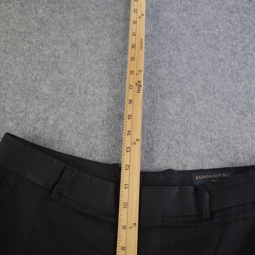 Banana Republic Dress Pants Mens 32x30 Black Pinstripe Flat Front Wool